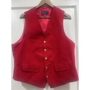 Vintage Pendleton Vest Mens 42 Virgin Wool Waistcoat Red USA Made Timeless Retro